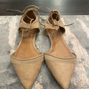 Beige Zara Flats with String Wrap